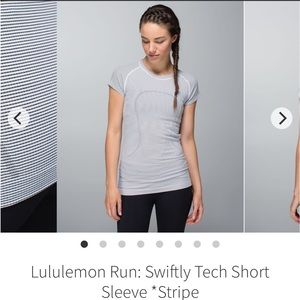 Lululemon - Swiftly Short Sleeve - Size 4 - Color black and white stripe